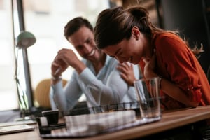 How his wife would feel about him being so friendly with his coworker?
