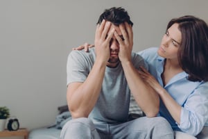 man who is struggling with performance anxiety in bed